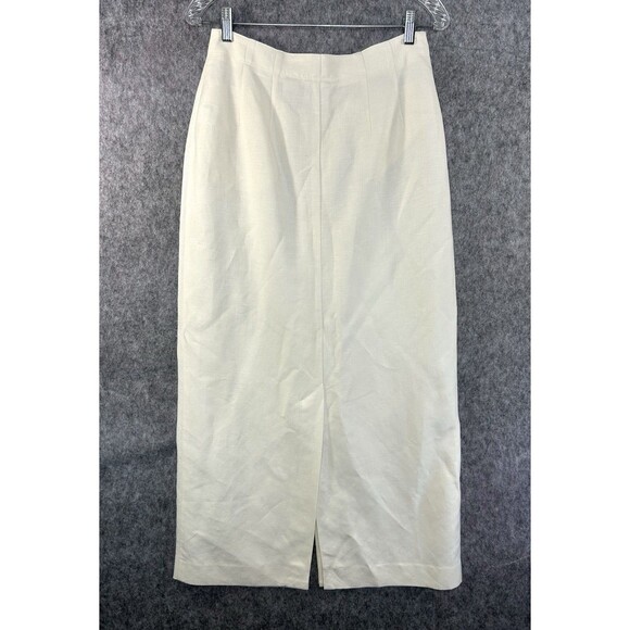 Emma James Liz Claiborne Women's Maxi Skirt Ivory Linen Blend Size 10 Coastal - Picture 4 of 7